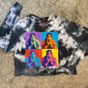 Poetic Justice print, tie dyed, long sleeved crop top New w/ tags Size Lg